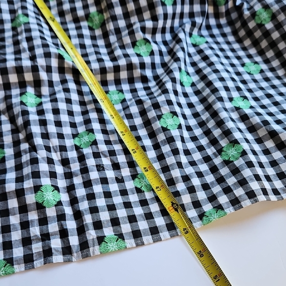 Kate Spade Voile Black and White Checkered Full Dress with Green Accents - Picture 6 of 8